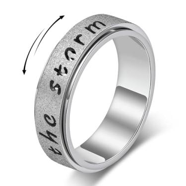 Imagem de I Am the Storm - Anel giratório inspirador para mulheres e homens - Anel de ansiedade banhado a ouro 18K para alívio do estresse, joia motivacional presente de esperança e incentivo para aniversário