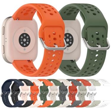 Imagem de ZLYLVRC Pacote com 10 pulseiras de silicone para relógio Amazfit Bip 6 esportivas, acessórios compatíveis com smartwatch Bip 6, pulseira ajustável masculina e feminina