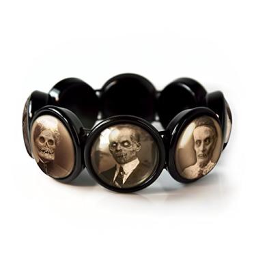 Imagem de Pulseira Mansão Assombrada - Pulseira com pingente de elástico preto Ghosts Halloween, cristal, sem pedra preciosa