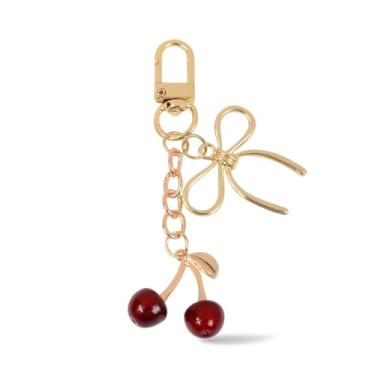 Imagem de Chaveiro com pingente de cereja para bolsa, acessórios de cereja fofos, pingentes de bolsa de frutas vermelhas para bolsa, presentes de amizade para mulheres