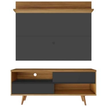 Imagem de Bancada Retrô com Painel para TV de até 50 Polegadas Preto/Freijó Trend Notável