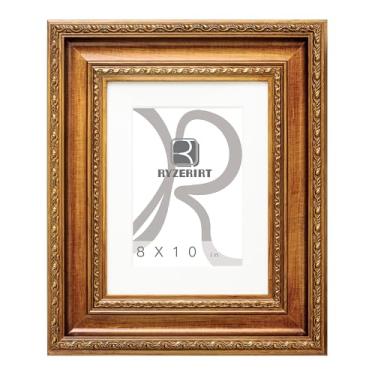 Imagem de RYZERIRT Moldura de madeira de 20 x 25 cm, para exibição de imagens 12 x 18 cm com tapete ou 20 x 25 cm sem tapete, molduras de pôster marrom, moldura para pendurar na parede 07