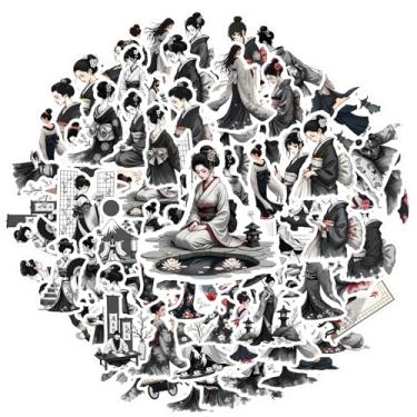 Imagem de 70 peças Gueixa Tradicional Cultura Japonesa Quimono Artístico Gueixa Adesivos Brinquedo Tradicional para Laptop Motocicleta Bagagem Telefone Guitarra DIY Skate Laptop Bagagem Decoração