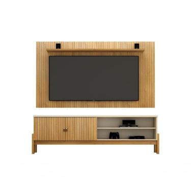 Imagem de Rack Ouro Com Painel Tiradentes Valdemoveis Off White/cinamomo