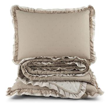 Imagem de Colcha Alice 200 Fios Queen 03 Peças 100% Poliéster - Caqui