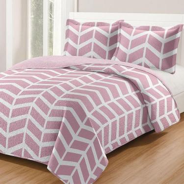 Imagem de Kit Cobre Leito Colcha Queen Boutik Dupla Face - Estampa 68 - 100% Poliéster