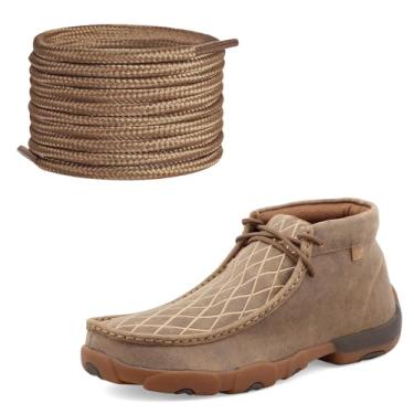 Imagem de NDTEZUGT Cadarços de sapato para bota de condução Twisted X Chukka, 5/32" (4 mm) de substituição de cadarços redondos para botas Oxford, Bronzeado, 36"/90cm