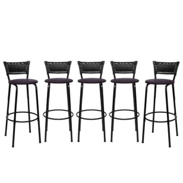 Imagem de Conjunto Premium Cadeiras Banquetas Bancos Gourmet Bistrô Americana Bancada Bar 5 Unidades - Itagold (Marrom Escuro)