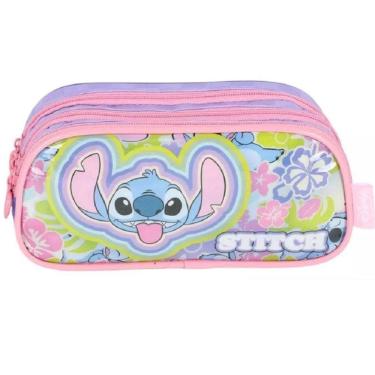 Imagem de Estojo Triplo Escolar STITCH Disney Juvenil VD Luxcel