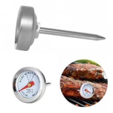 Imagem de Termometro Culinario Espeto Inox Analogico Temperatura Ponto Da Carne Churrasco Aves Steak
