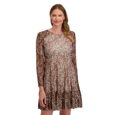 Imagem de Laundry by Shelli Segal Minivestido feminino de malha com ombro franzido, Leopardo, 42