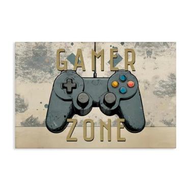 Imagem de Stupell Industries Gamer Zone com arte de parede em tela de fundo abstrato, design de Kim Allen, 61 x 91 cm