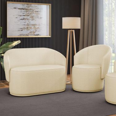 Imagem de Sofá Namoradeira E Poltrona Orgânica Para Sala Malu Bouclê M11 - D'rossi Off White