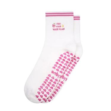 Imagem de Awakique Meias femininas de Pilates com aderência, lindas meias para ioga, barras, reformadores e exercícios domésticos, ótima ideia de presente, Pêssego interno, M