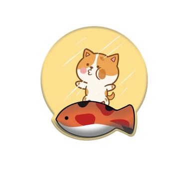 Imagem de Mouse Pad Cute Cartoon Cat Eating Fish, suporte de pulso de silicone