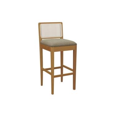 Imagem de Banqueta De Cozinha Sara Madeira Maciça 1bmm005ca 1 Un Carvalho-boucle Bege Fendi-tela Bege - Kappesberg