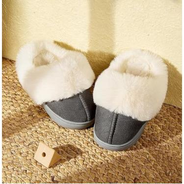 Imagem de Chinelos infantis para meninas, meninos, casa, espuma viscoelástica quente, sapatos de pelúcia macia para quarto, chinelos para uso interno e externo, Azul escuro, 12.5-13 Little Kid