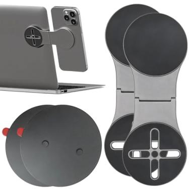 Imagem de 2 peças de suporte dobrável para smartphone com design adsortivo para laptop, extensor de tela de montagem lateral destacável, compatível com todos os smartphones para mesa, carro e parede
