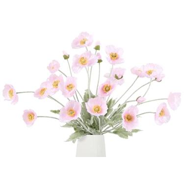 Imagem de BUZFOWU Flores de papoula de seda artificial, 6 hastes, toque real para casa, jardim, casamento, mesa central, decorações de festa e festival, arranjos de flores faça você mesmo, rosa nude