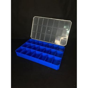 Imagem de Kit 2 Caixas Organizadoras 21 Divisões Transparente – Ideal para Joias Miçangas e Materiais Pequenos (Azul Bic,2 caixas 21 divisões)