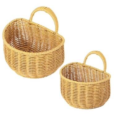 Imagem de Cesta de parede pendurada, cestas decorativas de cozinha e sala de estar, cestas suspensas de armazenamento estilo boho feitas à mão, um organizador de armazenamento de parede que economiza espaço