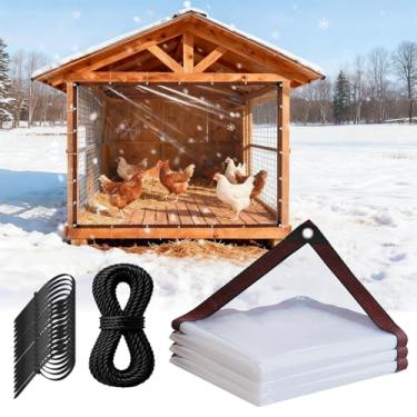 Imagem de DLronwey Capa de galinheiro para o inverno, lona de galinheiro de 16 x 3 m com cordões elásticos e corda, isolamento à prova d'água à prova de vento para inverno para corrida de galinhas, varanda e