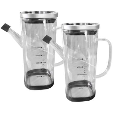 Imagem de LUMINFLY Dispensador de óleo de vidro quadrado de 550 ml/18,5 Fl Oz ideal para cozinha e jantar, fácil de limpar, transparente, design à prova de vazamento, garrafa de vinagre e molho de soja, escala