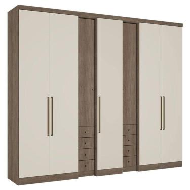 Imagem de Guarda Roupa Casal Absolut Clear 7 Portas Rustic Off White Acetinado - Thb