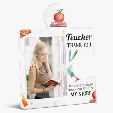 Imagem de QYCFDXD Porta-retrato de agradecimento ao professor, presente de aniversário de Natal para professores, porta-retratos de mesa de acrílico, 10 x 15 cm
