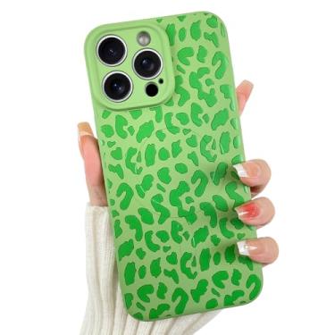 Imagem de OOK Capa magnética para iPhone 16 Pro, estampa fofa de leopardo verde de silicone, compatível com MagSafe Cheetah Print proteção para câmera à prova de choque fina capa de telefone para 6,3 polegadas