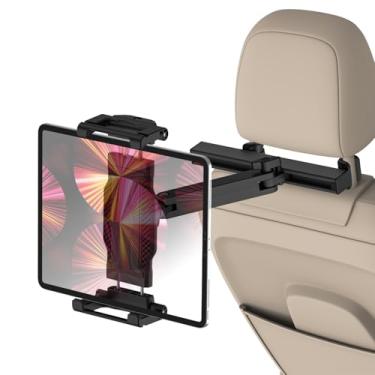 Imagem de FreeSave Suporte de tablet de encosto de cabeça para carro com braço ajustável dobrável, suporte para tablet de carro para iPad Pro/Air/Mini, Galaxy, dispositivos de 6,1 a 15,6 polegadas e capas