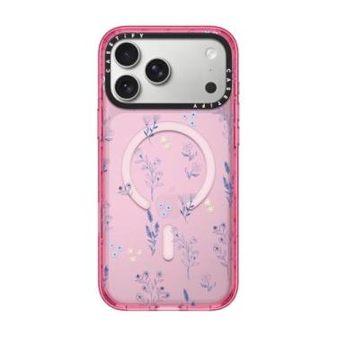 Imagem de CASETiFY Capa Impact para iPhone 17 Pro Max [fina/compatível com Magsafe/2,5 m. Proteção contra quedas de grau militar 4X] - Flores azuis pequenas - Rosa