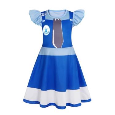 Imagem de Sukyfecde Vestidos de princesa para meninas, fantasia de Halloween, vestido de festa de aniversário, cosplay, roupas para dramatização, Blue Rabbit Officer Judy, 7-8 Anos