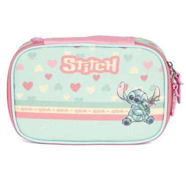 Imagem de Estojo Box Grande Escola Infantil Stitch Disney Verde Menina