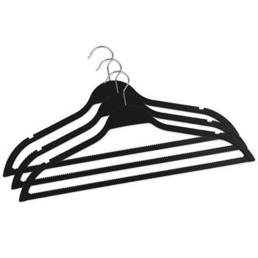 Imagem de Cabide Le Coat Plástico com Cabo Prateado 3 Unidades Preto