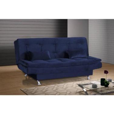 Imagem de Sofá Cama Salomé 3 Lugares Encosto Retrátil Veludo Azul  - Matrix, Azu