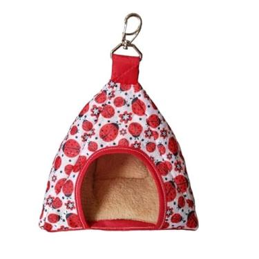 Imagem de Casa para Hamsters Periquitos e Calopsitas em Pano – Toca e Gaiola Segura para Agapornis e Twister (Joaninha,0,19cm x 0,19cm x 0,23cm)