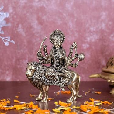 Imagem de Whitewhale Ídolo superfino de latão Maa Durga/Maa Sherwali sentado no leão Durga Murti/Durga MATA Idol/Estátua Ambe Maa MATA Rani para Navratri Pooja Força Religiosa Deus Escultura Ídolo