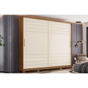 Imagem de Guarda Roupa Solteiro 2 Portas De Correr E 6 Gavetas C/ Pés Cayman Nature/off White - Henn