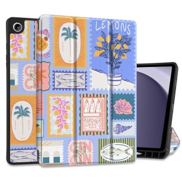 Imagem de MEEgoodo Capa para Samsung Galaxy Tab A9 Plus de 11 polegadas 2024 2023 com suporte para caneta S, capas para tablet inteligente A9+ com suporte de três dobras de couro + capa traseira de TPU macio +