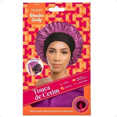 Imagem de Touca De Cetim Proart Wonder Curly Grande Roxa e Preta Tc02b