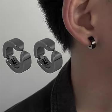 Imagem de 2 peças de argola sem piercing simples clipe masculino feminino punk brincos falsos argola nova joia, 1.2*1.2*0.5 cm, Liga de aço, Sem pedra preciosa