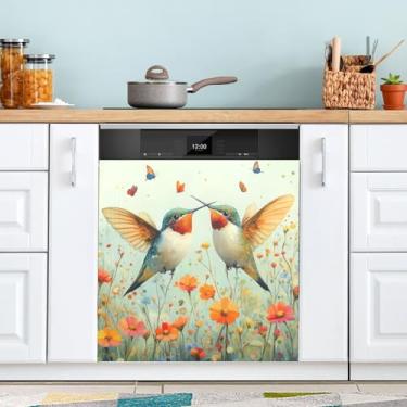 Imagem de ATTX Capa de ímã para lava-louças de beija-flores silvestres, 58,4 cm C x 66 cm A decoração da capa da máquina de lavar louça, decalques de armário doméstico adesivos de eletrodomésticos #22