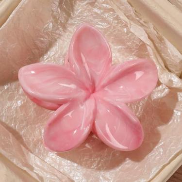 Imagem de Grampos de cabelo de flores para mulheres - Clipes Plumeria grandes para cabelo grosso fino médio fino, acessórios de cabelo bonitos da moda para fixação forte, perfeitos para o verão e praia, cor