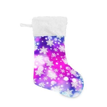 Imagem de GakkiGii Pacote com 2 meias de Natal com flocos de neve, decoração grande para pendurar na parede da árvore da lareira, 45 x 31 cm