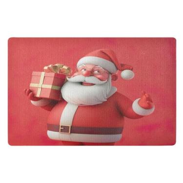 Imagem de SEHANY Tapete de porta de inverno Papai Noel Natal para todos os climas, impermeável, secagem rápida, bem-vindo, tapete de entrada antiderrapante, tapete decorativo de poliéster para entrada, varanda
