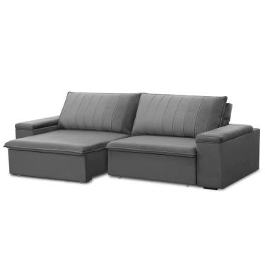 Imagem de Sofá Retrátil E Reclinável 4 Lugares 245cm Com Porta Copos Ballarat Prata