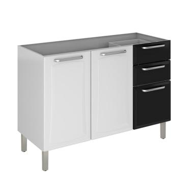 Imagem de Balcão De Cozinha Itatiaia Tarsila 120cm Em Aço Branco-preto Para Pia