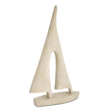 Imagem de Escultura decorativa barco em polirresina 28,5cm mart, bege