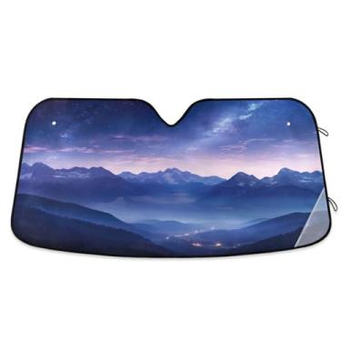 Imagem de ATTX Para-brisa de carro Space Mountains 139.7 cm x 70.1 cm Protetor solar universal com proteção UV, persiana de janela frontal automática dobrável para caminhões Sedans SUVs #580